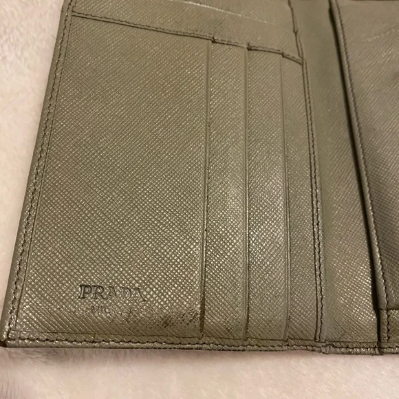 Prada Saffiano Leather Trifold Wallet - Sage - Picture 7 of 16